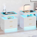 Nightstands with Wireless Charging , Auto Sensor 3 Color Dimmable LED