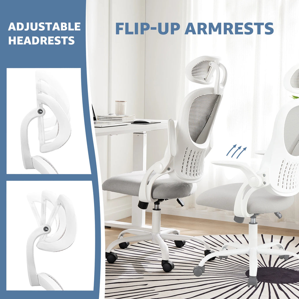 JHK Mesh Ergonomic   Desk Chair Flip-up Arms Adjustable Headrests Lumbar Support