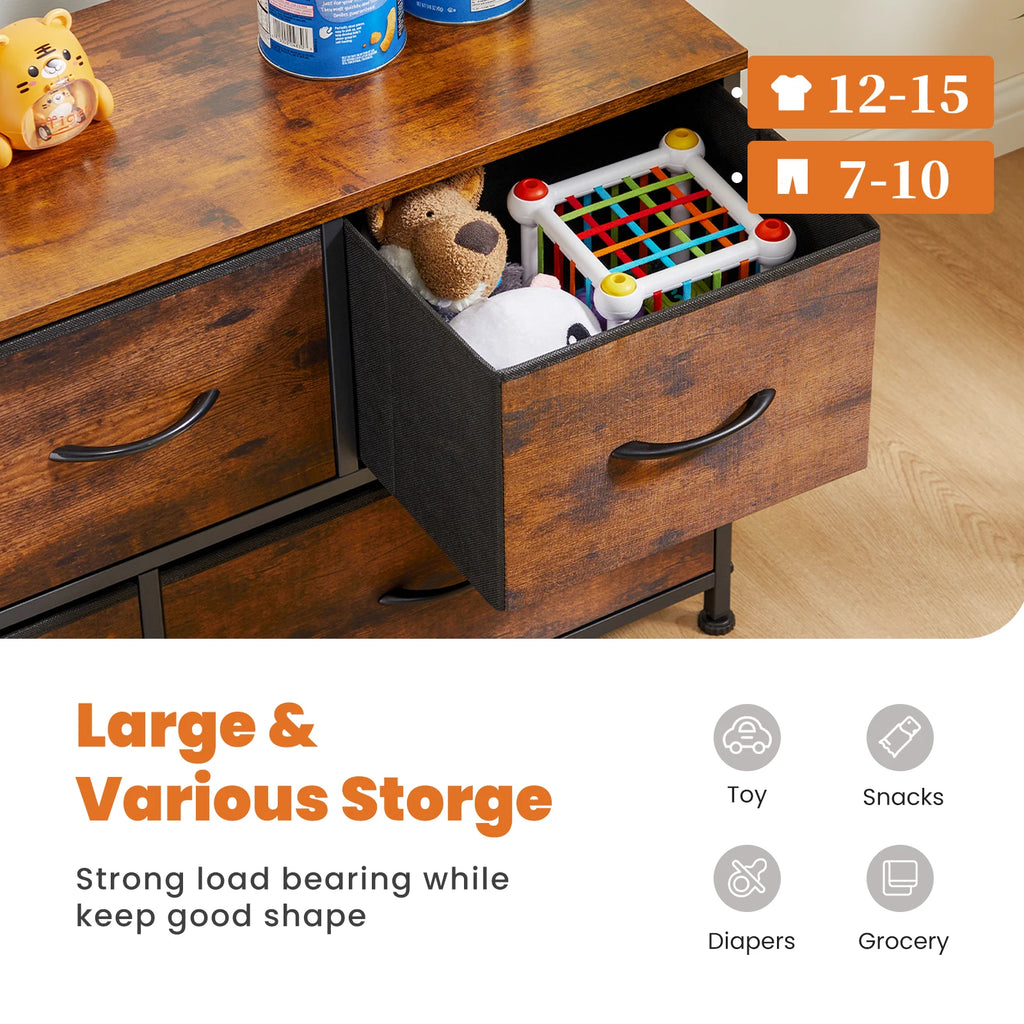 Shoe Cabinet Dresser With 5 Fabric Drawers Toy Storage TV Stand Multilayer Shoe Rack