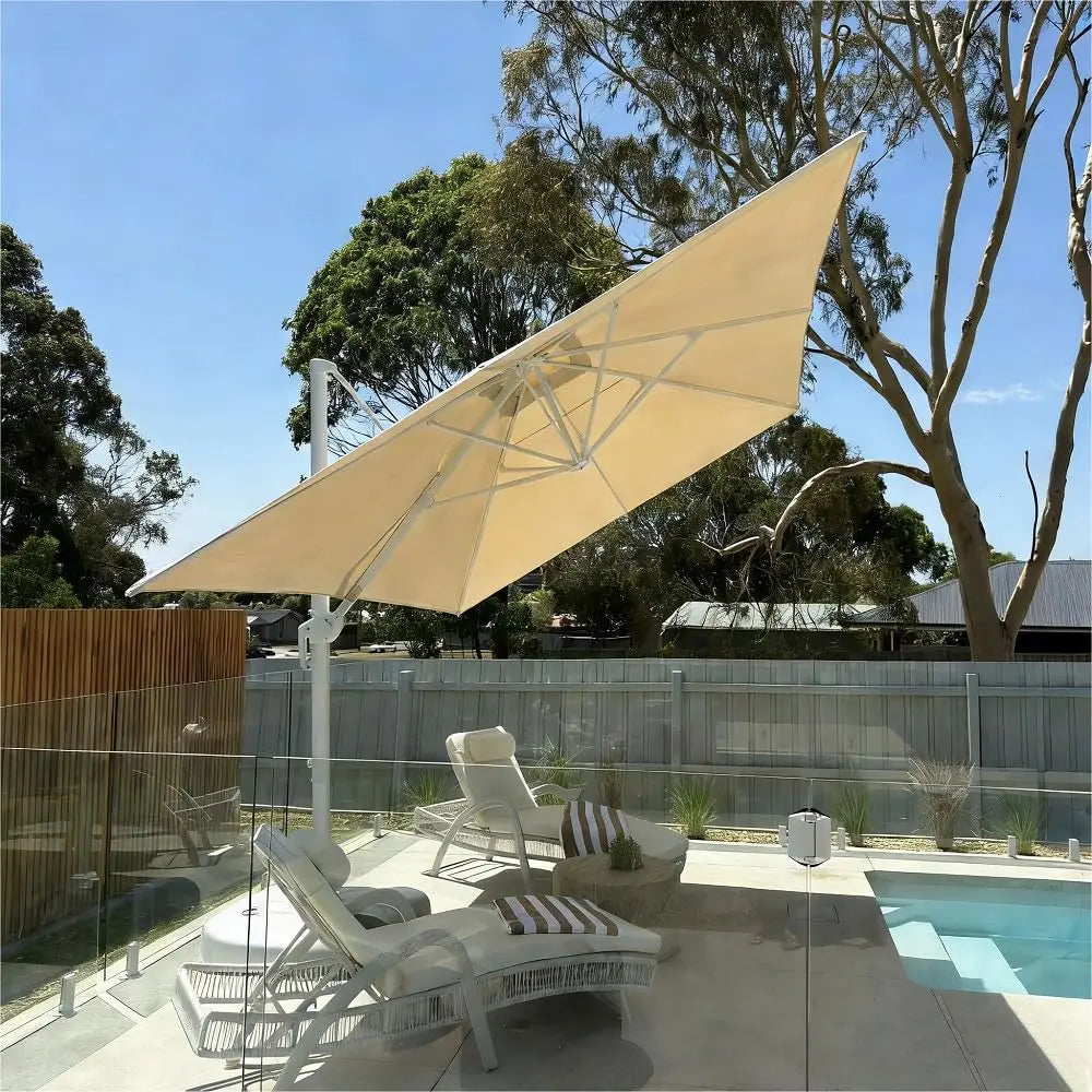 10' × 13' Patio Umbrella With Base Square  Offset Windproof with 360°,
