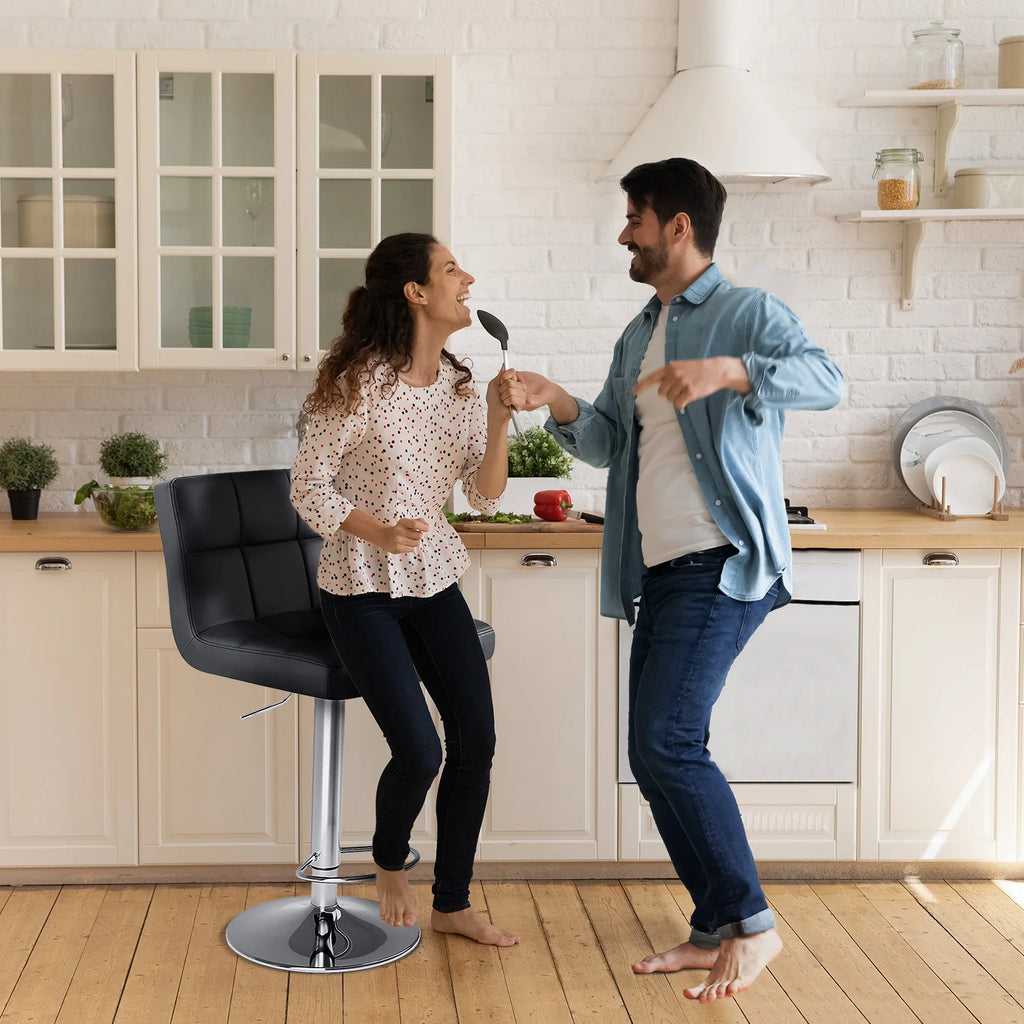 Leather upholstered Bar Stools Set of 2  ,SGS Certified Gas cylinder Comfortable Backrest