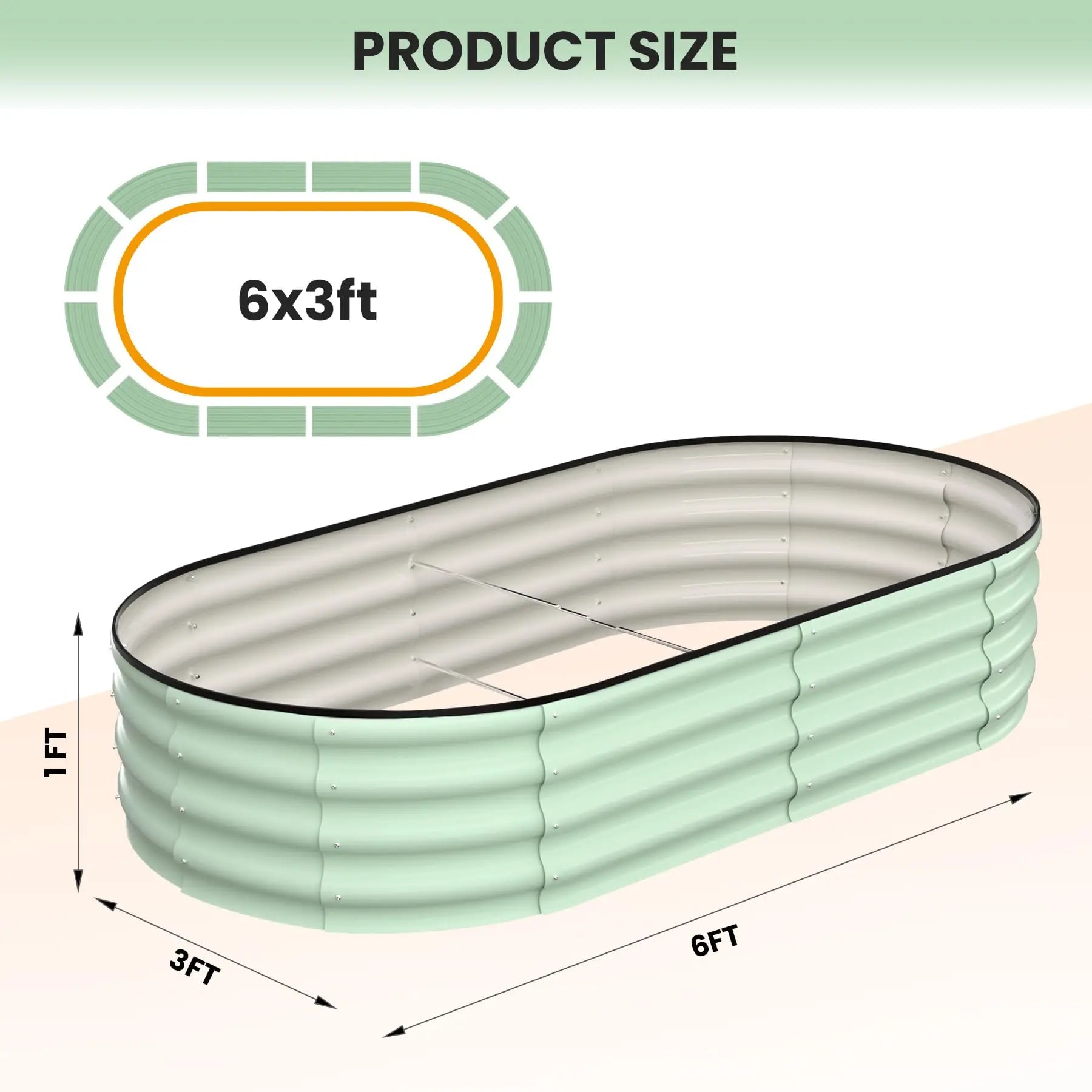 2-Pack Oval  Steel Raised Garden Bed Open Base  Metal Planter  Vegetables Flowers Herbs