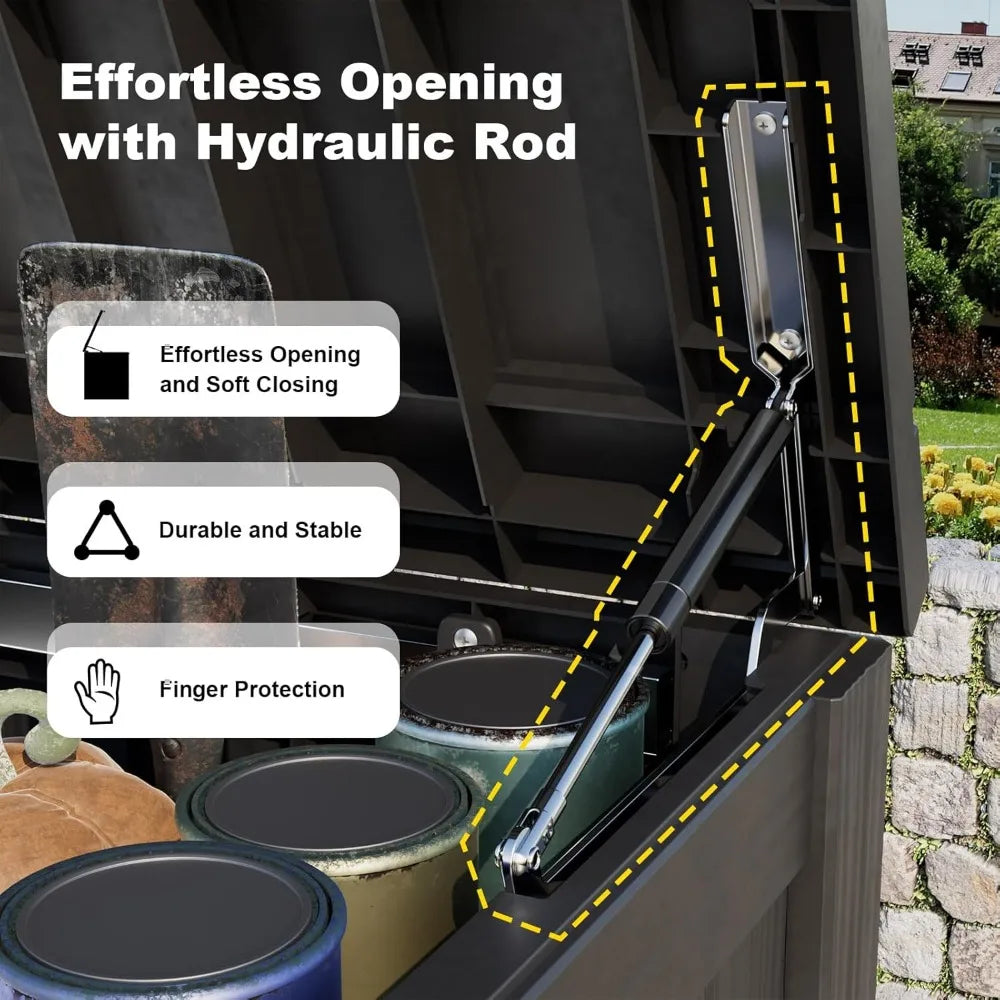 180 Gallon Waterproof Outdoor Storage Box, Lockable , UV-Resistant