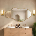 Wall cloud wavy Mirror, 20x36 Gold Abstract Asymmetrical  for Wall, Decorative