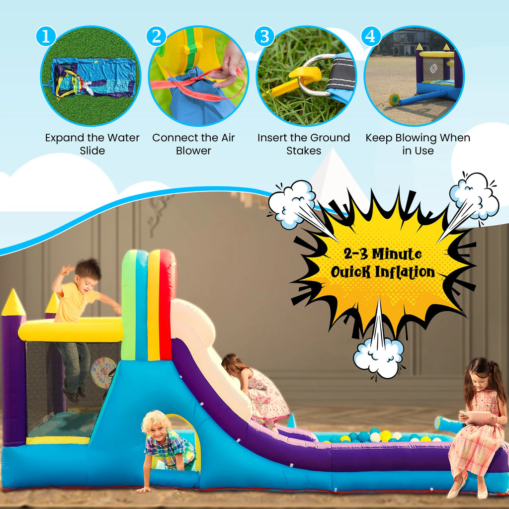 16ft Inflatable Water Slide Bounce House w/ Splash Pool for Kids