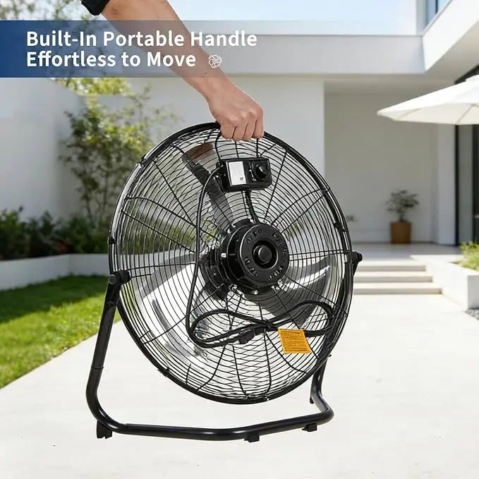 12/20 Inch Floor Fan, 3 Speeds 4800 CFM High Velocity Heavy Duty Fan, 360° Adjustable Tilt,