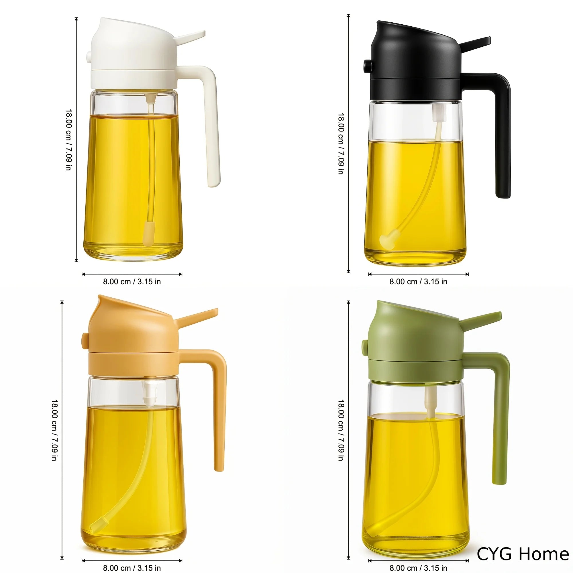 4-Pack Glass Oil Spray Bottles –Drip-Proof,