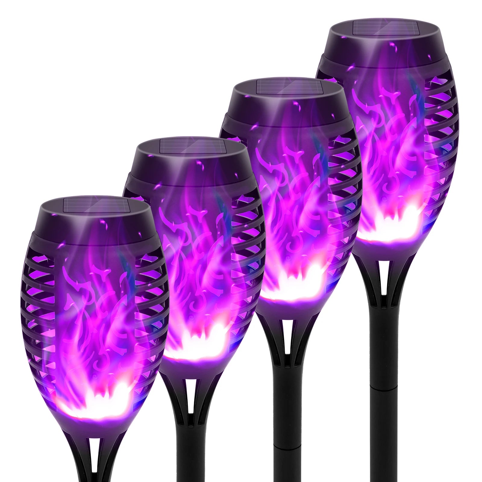 4/6/8/12Pcs Solar LED Flame Torch Light Flickering  Powered For Lawn, Path, Yard & Patio