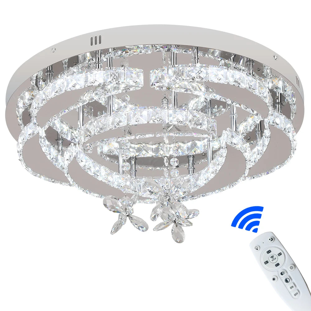 Flower Led Ceiling Chandelier Modern Crystal Drop  Pendant Light  RC Dimming