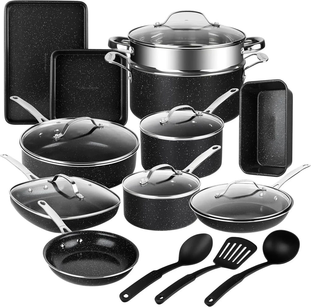 20 Pc  Non Stick Cookware Set , Bakeware, Steamer, Cooking Utensils,