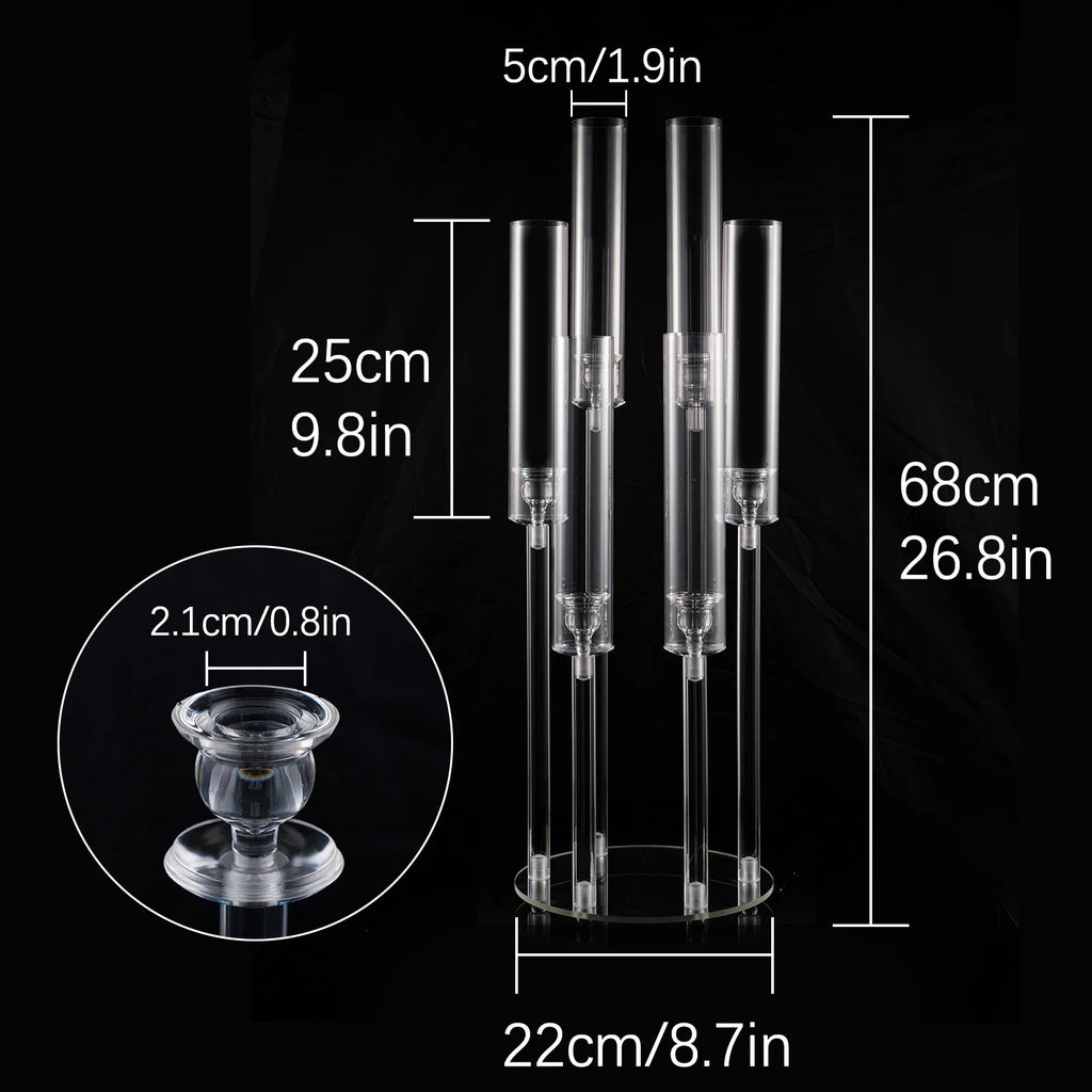 Candlestick Holder 6 Arm Candelabras Clear Taper Candle Holders