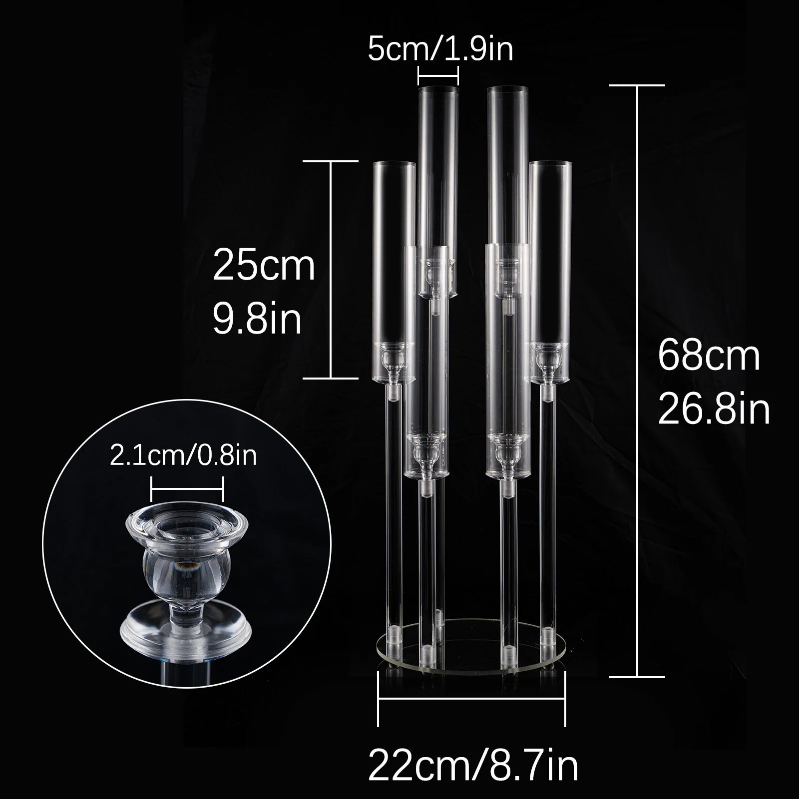 Candlestick Holder 6 Arm Candelabras Clear Taper Candle Holders