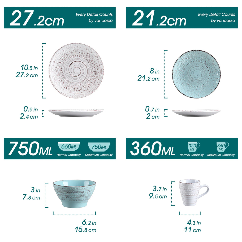16/32 Ceramic Plates Dinner Set Stoneware set of 4