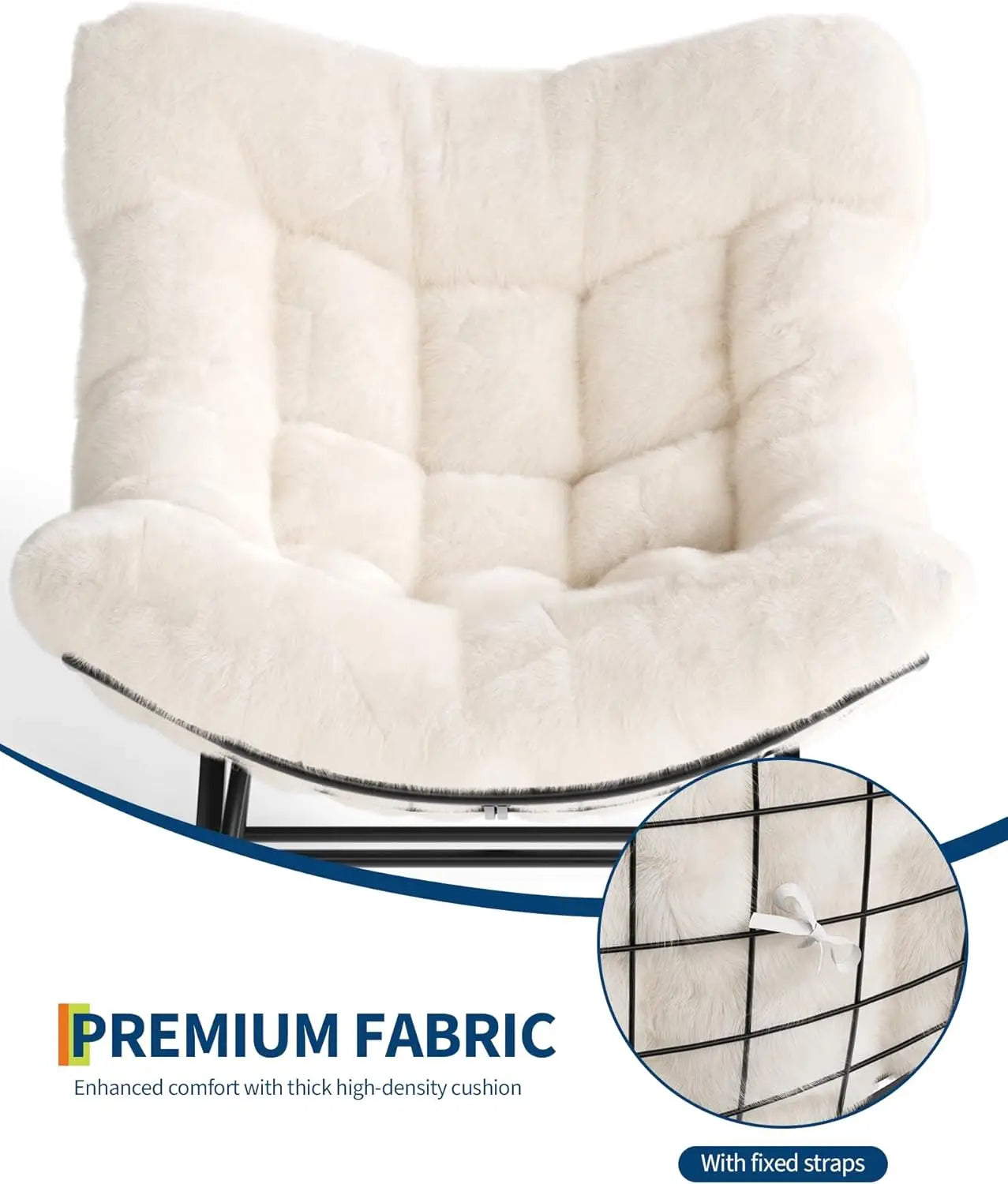 Outdoor Oversized Papasan Rattan Egg  Rocking Chair with Footrest, For, Patio ,  Balcony, Backyard ,Porch, Bedroom.