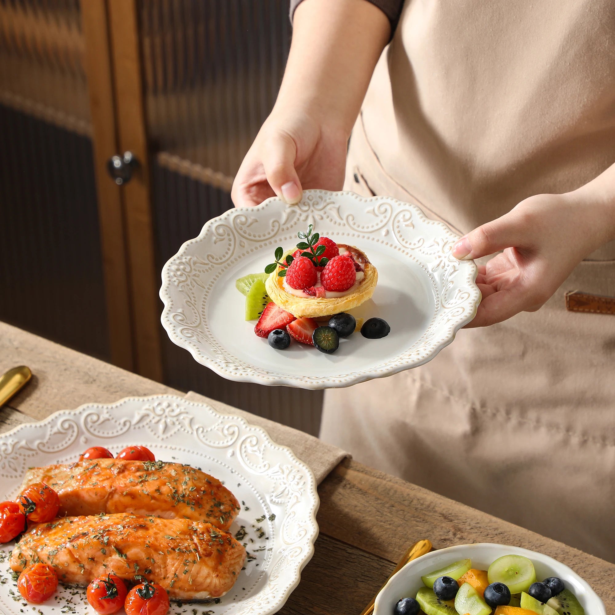 MALACASA 16/32 Piece Plates Dinner Sets  White Stoneware