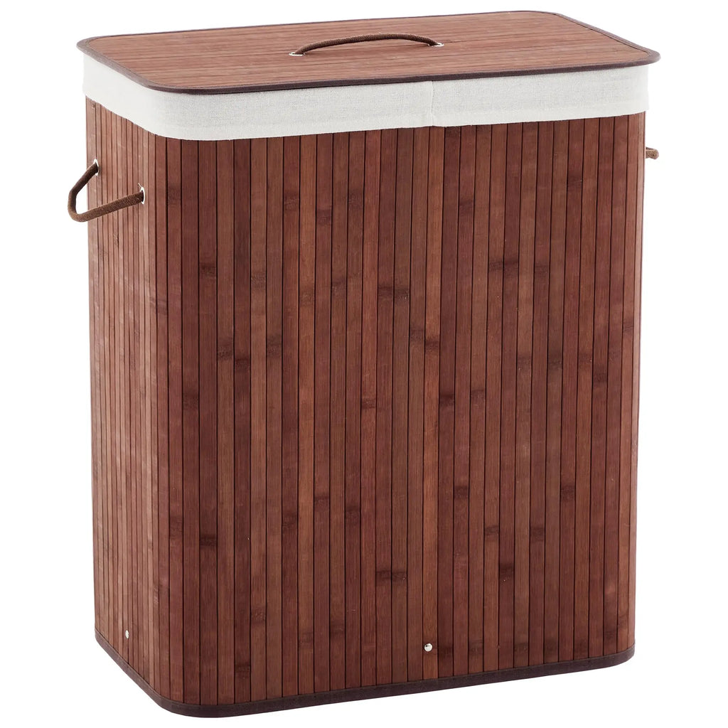 Large 106L Bamboo Laundry Hamper with Removable 4-Section Liner, Lid & Handles