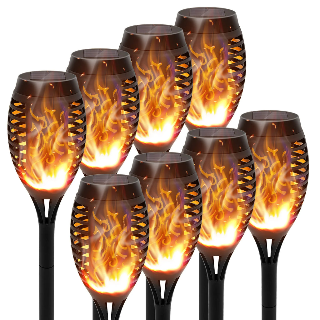 4/6/8/12Pcs Solar LED Flame Torch Light Flickering  Powered For Lawn, Path, Yard & Patio