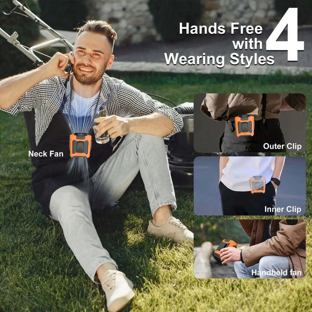 Flashlight, Portable Belt Clip , 40 Hours Cooling Personal Wearable , 5-Speed , Rechargeable Hands-Free Neck With Dual Clips