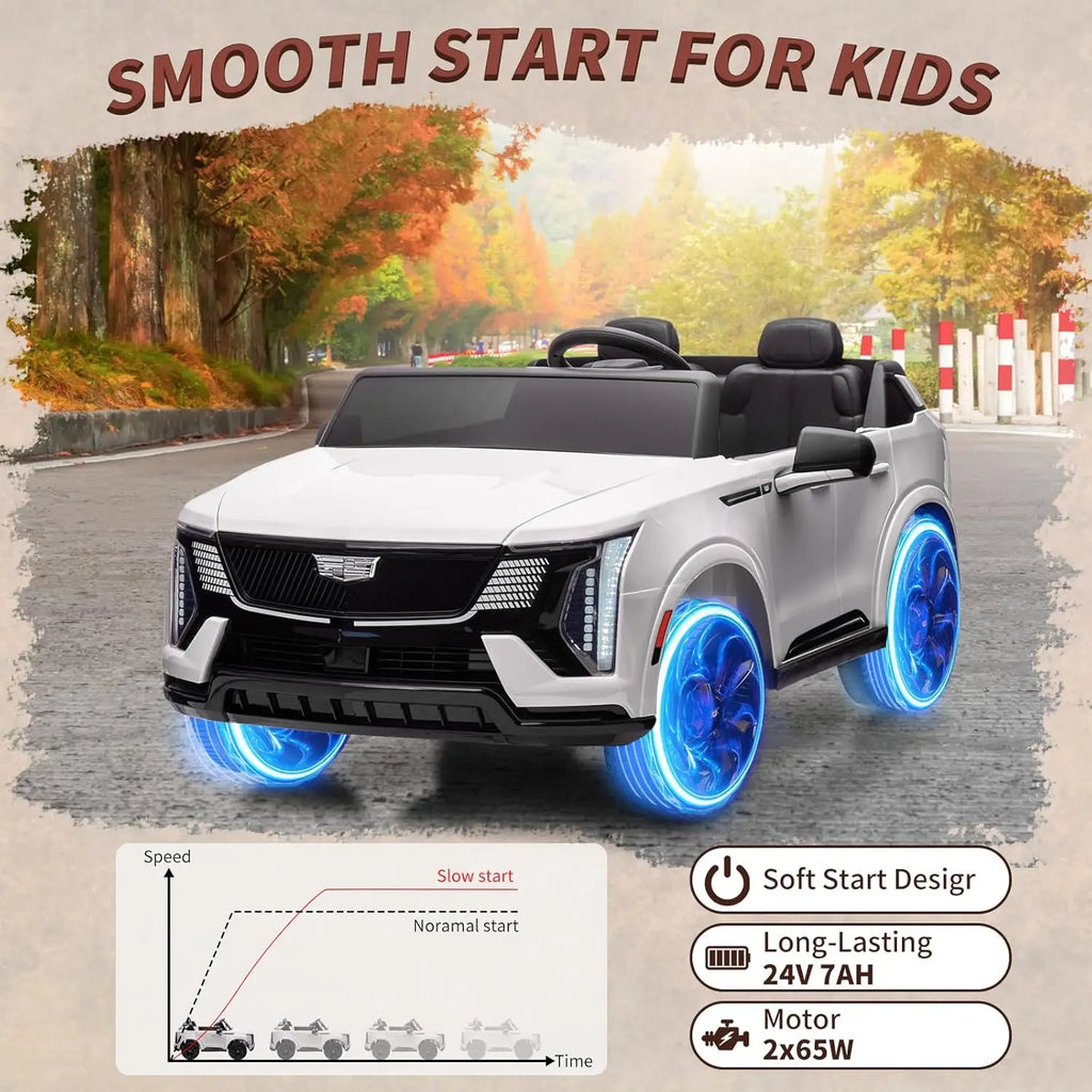 24V Kids Ride on Car Battery- 2-Seater Electric Vehicle w/Remote Control,  4-Wheel Shock Absorbers