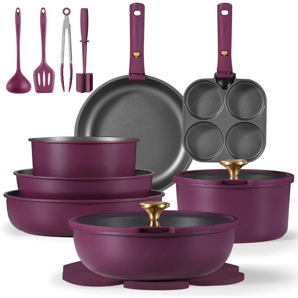 21-pc, Nonstick Pots & Pans Set, with Detachable Handle, Induction Ready
