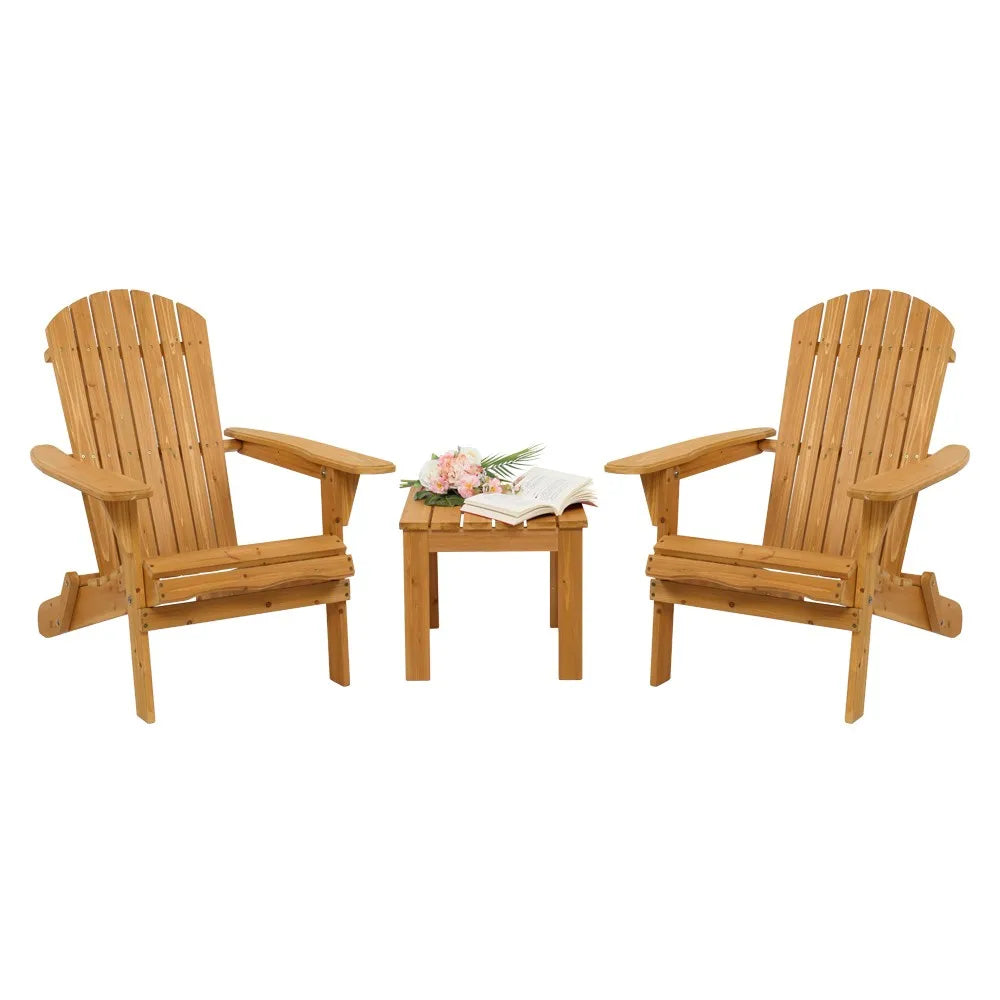Set of 2 Adirondack Outdoor folding Patio Deck Wood Lounge Chair