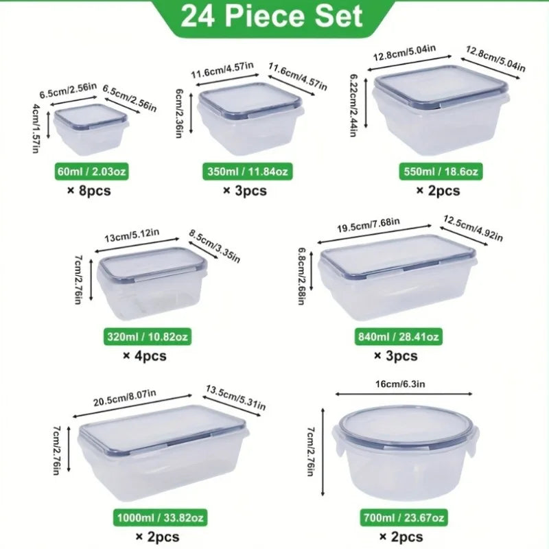 48 Pcs BPA-Free Food Storage Set - 24 Airtight Containers & Lids with Labels