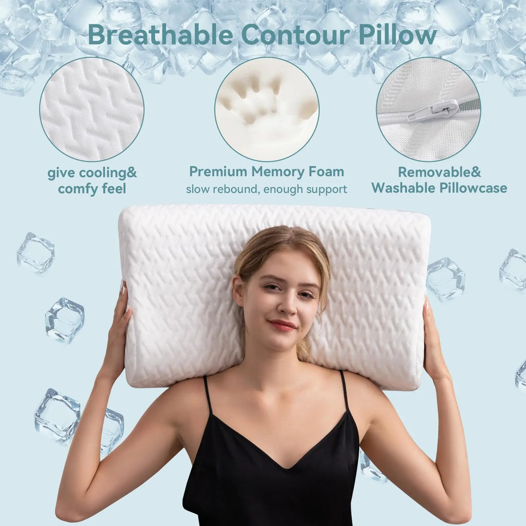 1 PC  Memory Foam Pillow for Neck Pain Relief, Adjustable Contour  for Side Sleepers