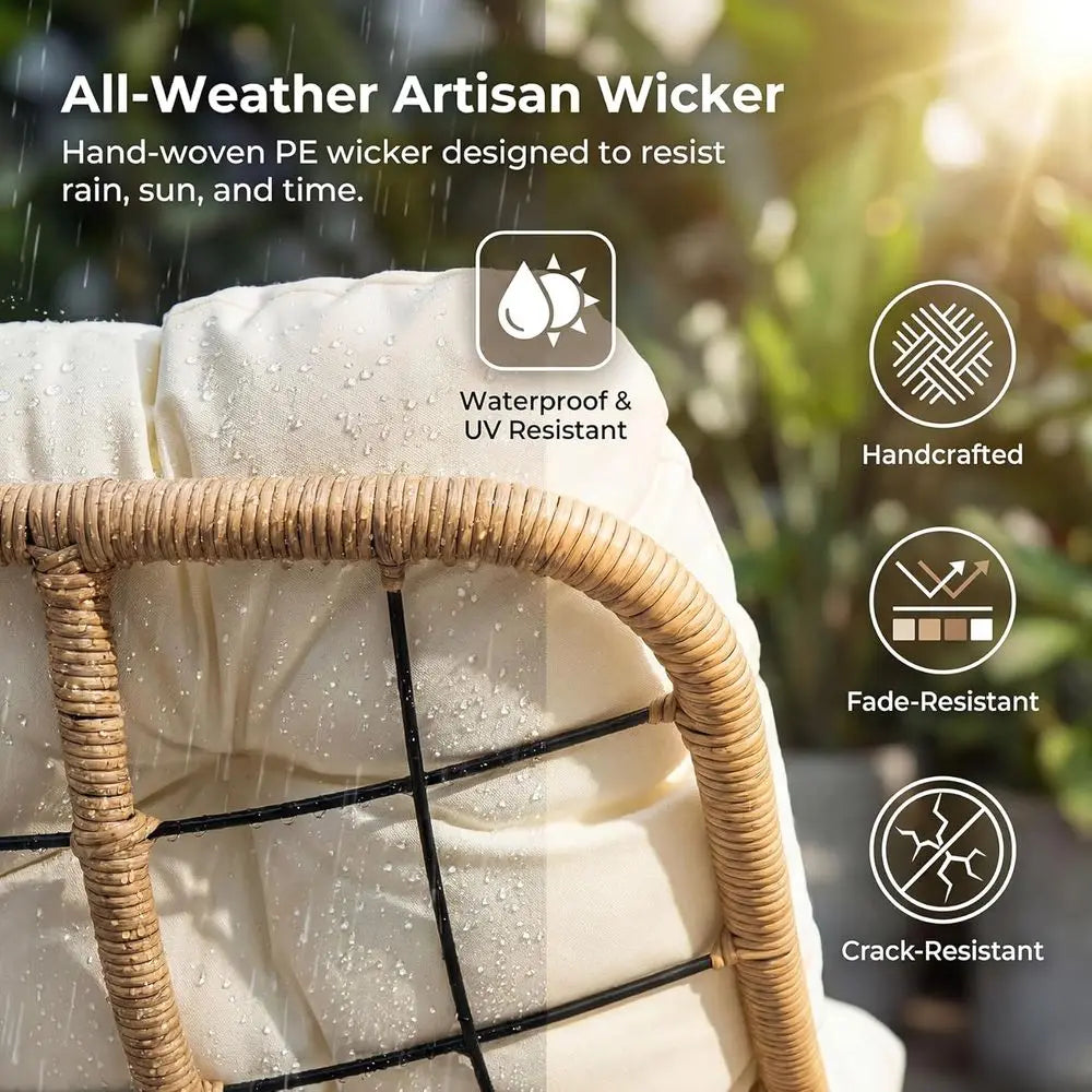2-Person Wicker Rocking Loveseat with Cushion for Outdoor Relaxation