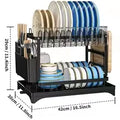 2-Tier Rotating Dish Drying Rack – 360° Swivel Drainboard  & Utensil Holder, No-Drill Metal Organizer