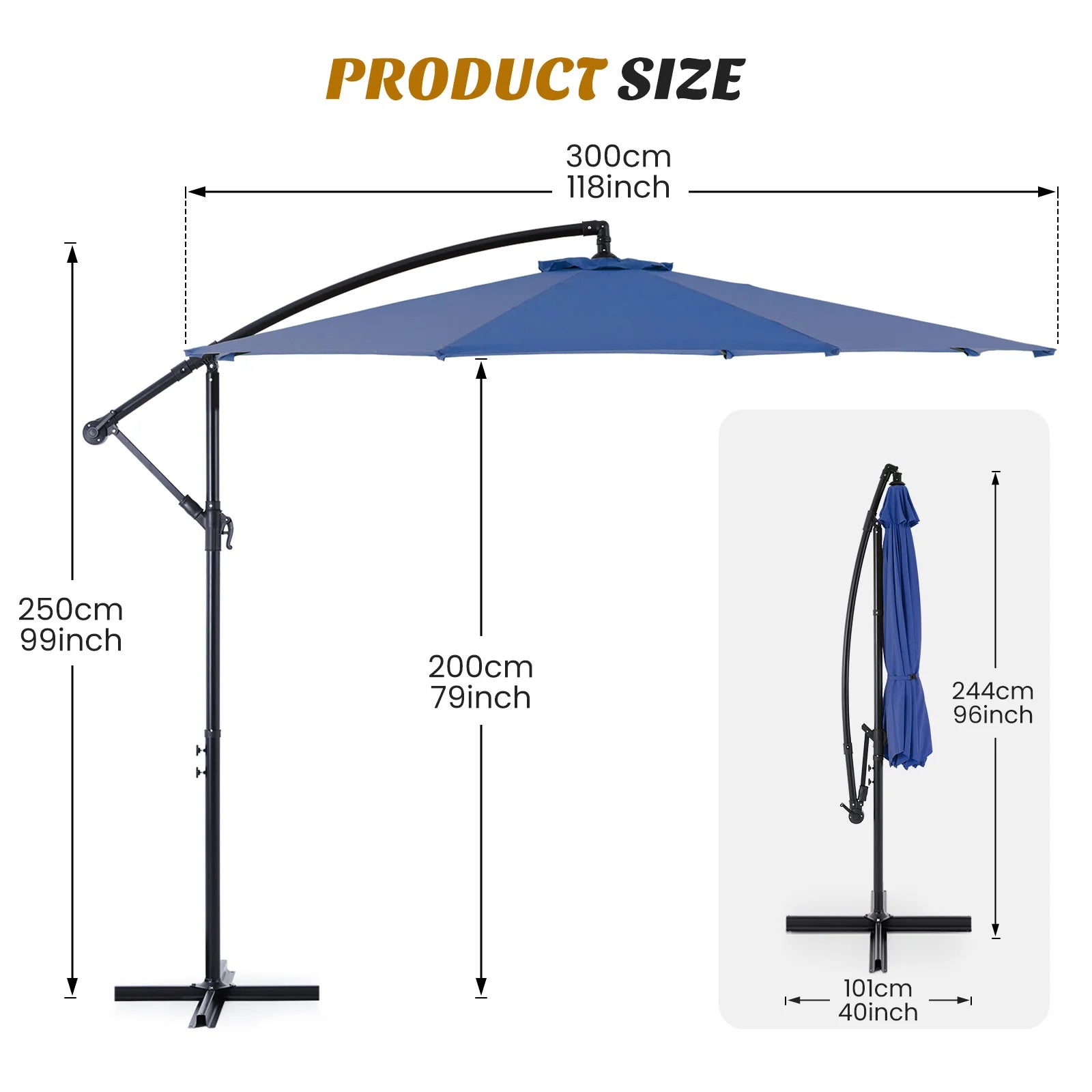 10FT Outdoor Patio Umbrella Hanging  Easy Tilt Adjustment UV Protection