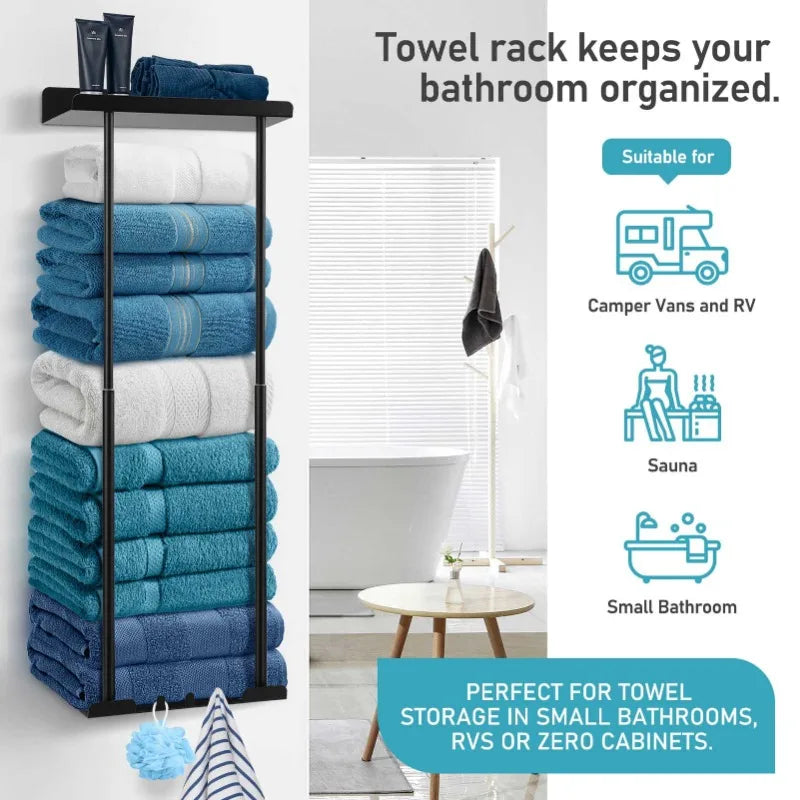 Wall-Mounted Bathroom Towel Rack & Roll Holder