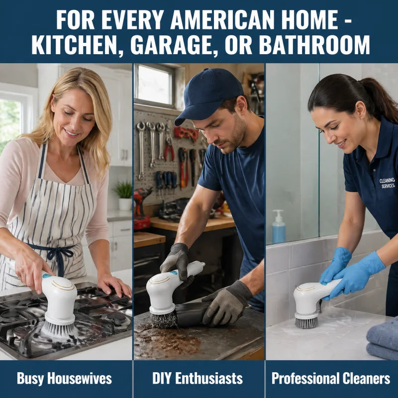 Electric Grease Scrubber, Rechargeable Powerful Cleaning Brush, Handheld Cordless