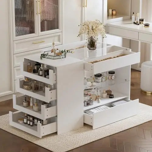 Jewelry Display Cabinet Island with Glass Shelf,  for walk-in-closet ,with 8 drawers