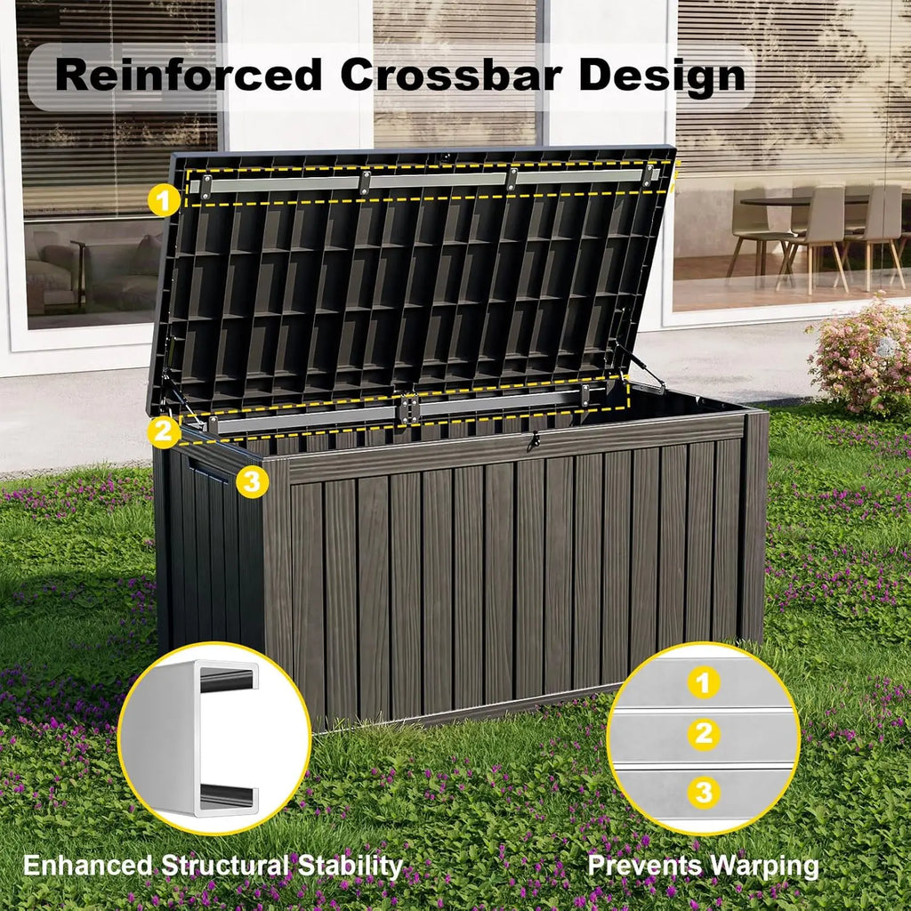 180 Gallon Waterproof Outdoor Storage Box, Lockable , UV-Resistant