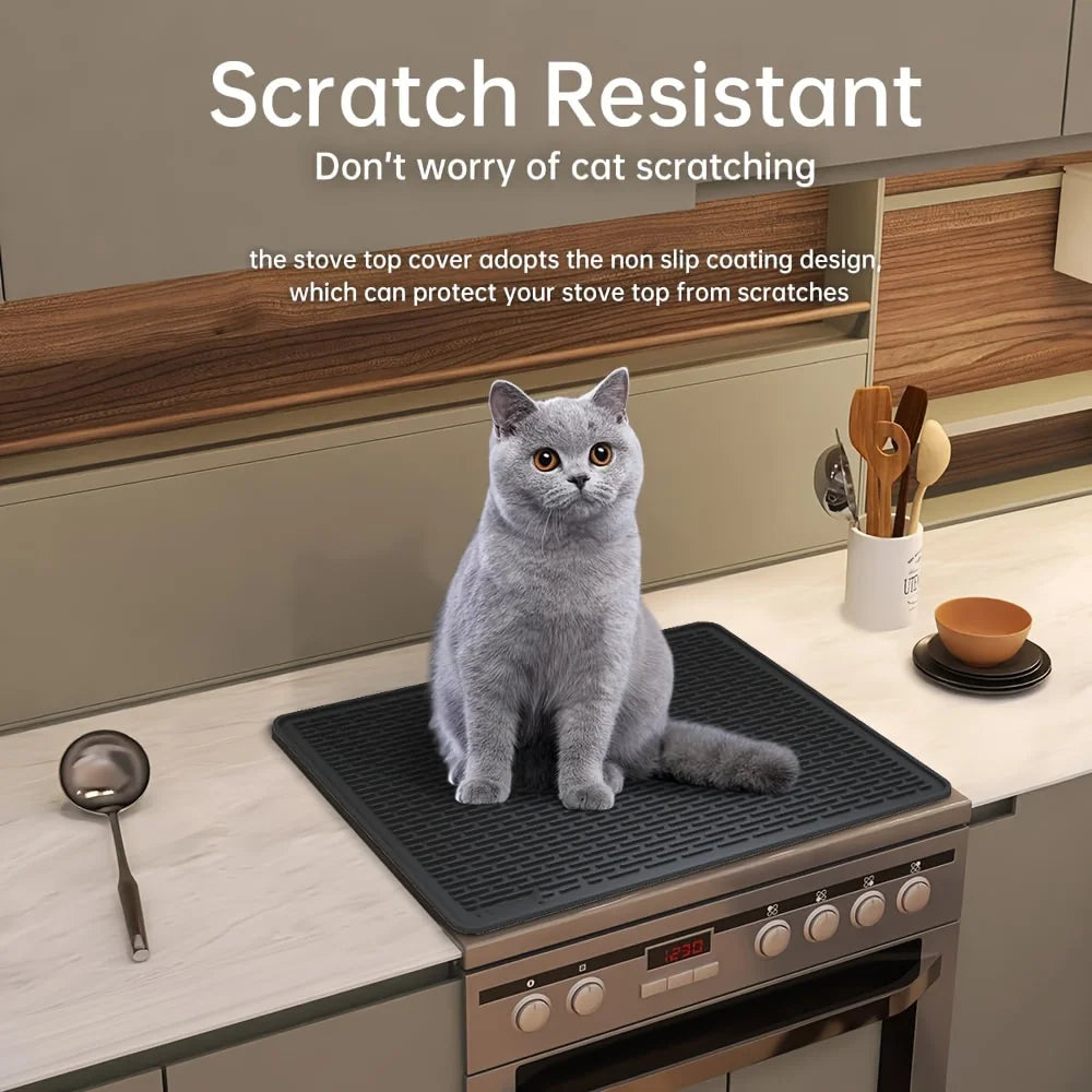 Silicone Stove Top Cover Mat, Heat Resistant Electric Glass Cooktop Protector,