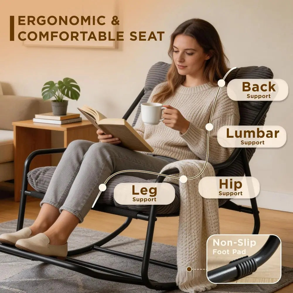 Outdoor Papasan Rocker Chair, Waterproof Comfy lounge Cushion chair, 300lbs