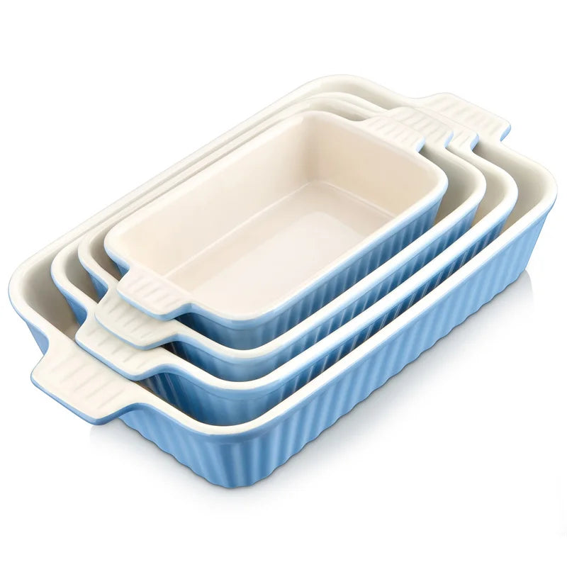 4-Piece Table Baking Dish Set with Ceramic Handle Oven (9"/11"/12"/13.3")