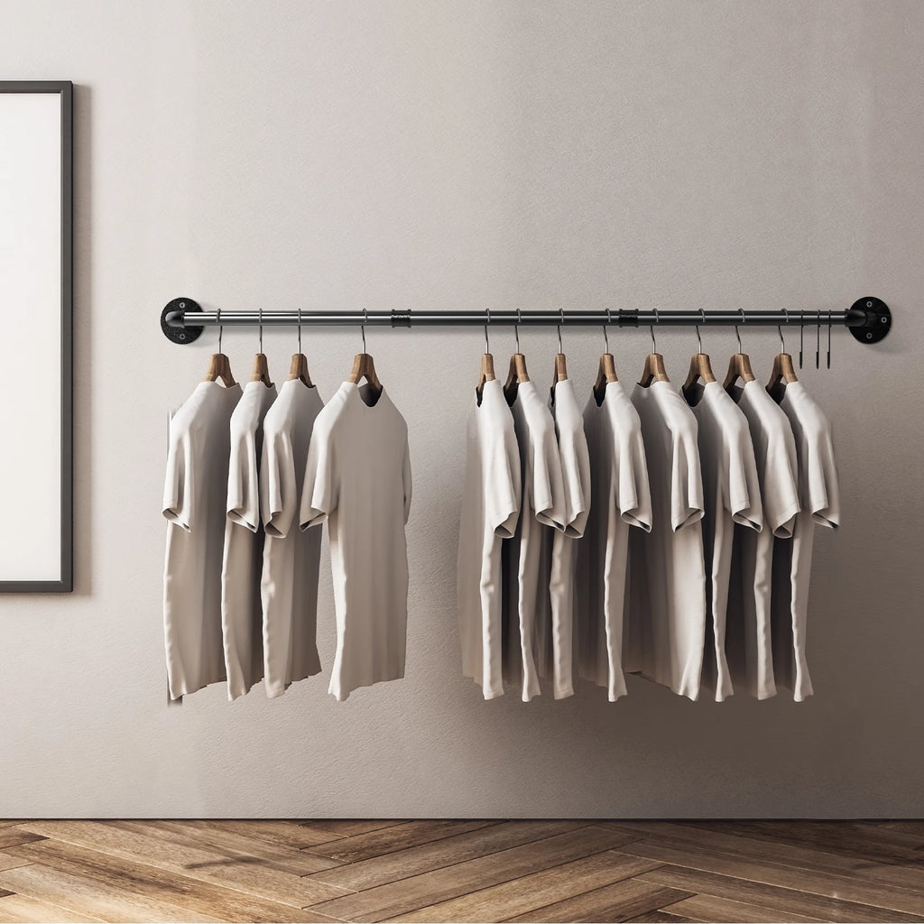 180cm  Garment Home Rail Industrial Pipe  Space Saving  with 3 Hooks