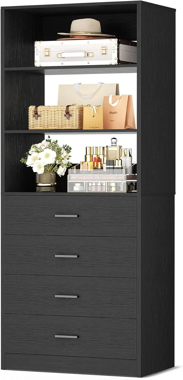 Closet Drawers Organizer, 21.3" Wood  with 4 Drawers,