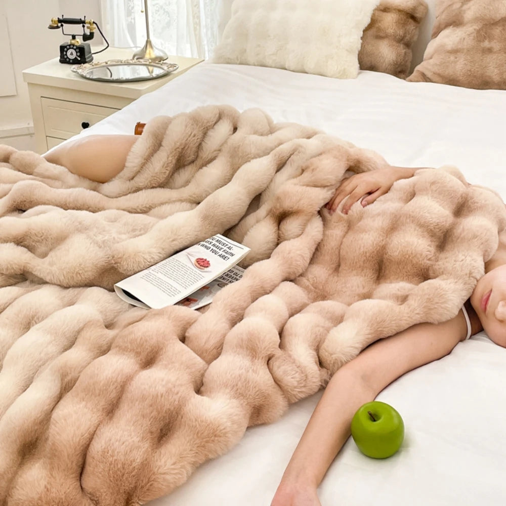 Faux Rabbit Fleece Blanket - Weighted 6 lbs- Bedspread