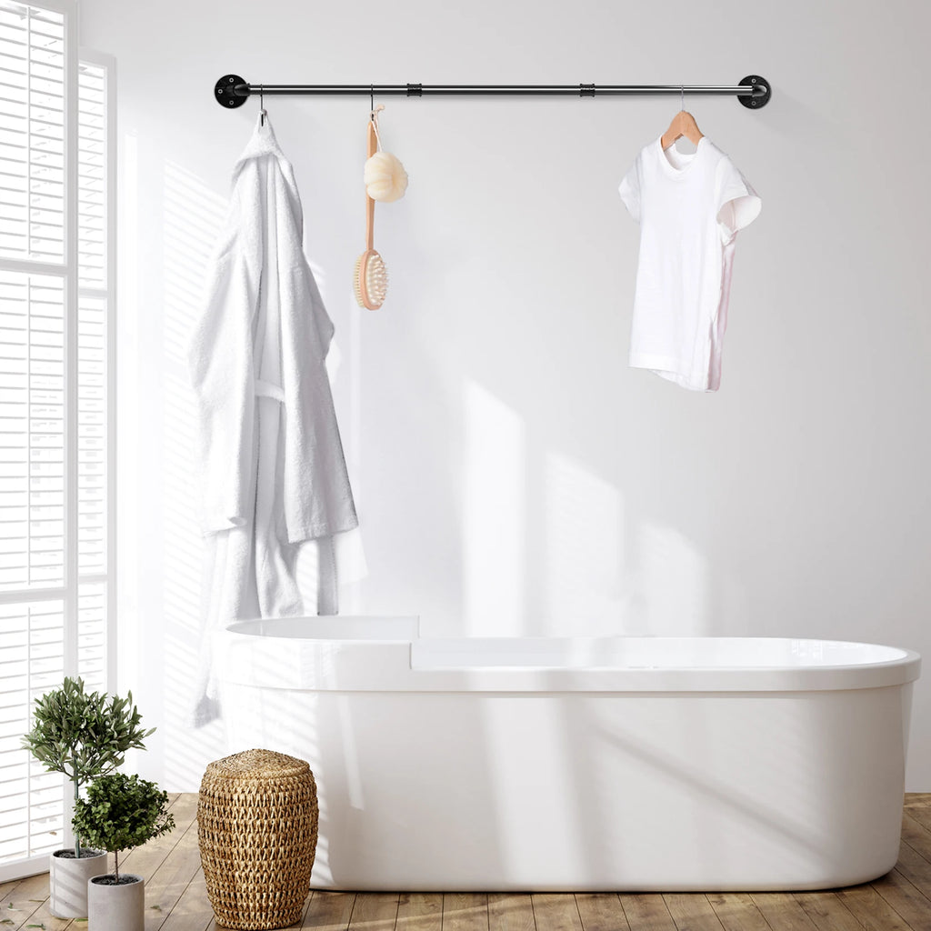 180cm  Garment Home Rail Industrial Pipe  Space Saving  with 3 Hooks