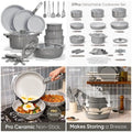 27pcs Ceramic Cookware Set Nonstick,  Detachable