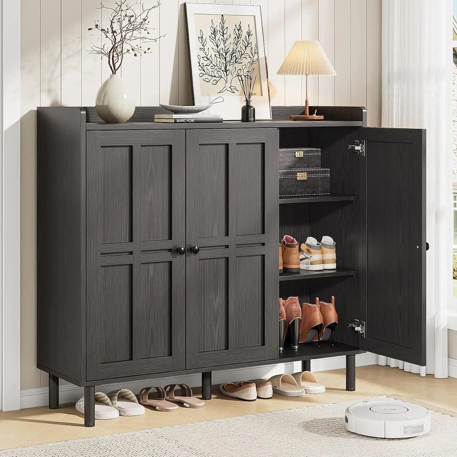 Shoe Cabinet with 3 Doors, 30 pair Storage Organizer for Entryway