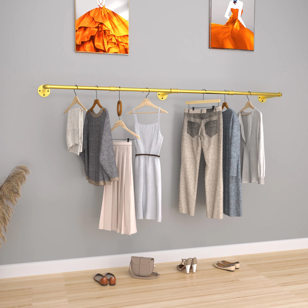 Industrial Pipe Clothes Hanging Rack: - Heavy Duty Multi-Purpose Metal Garment