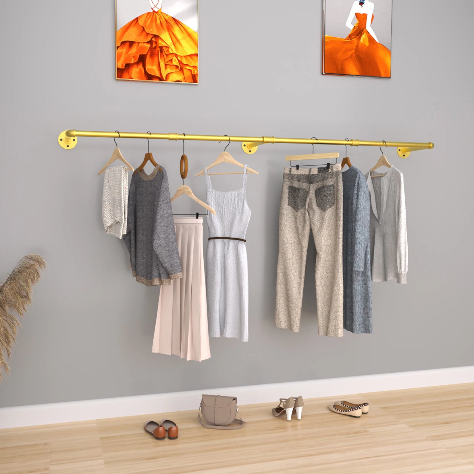 Industrial Pipe Clothes Hanging Rack: - Heavy Duty Multi-Purpose Metal Garment