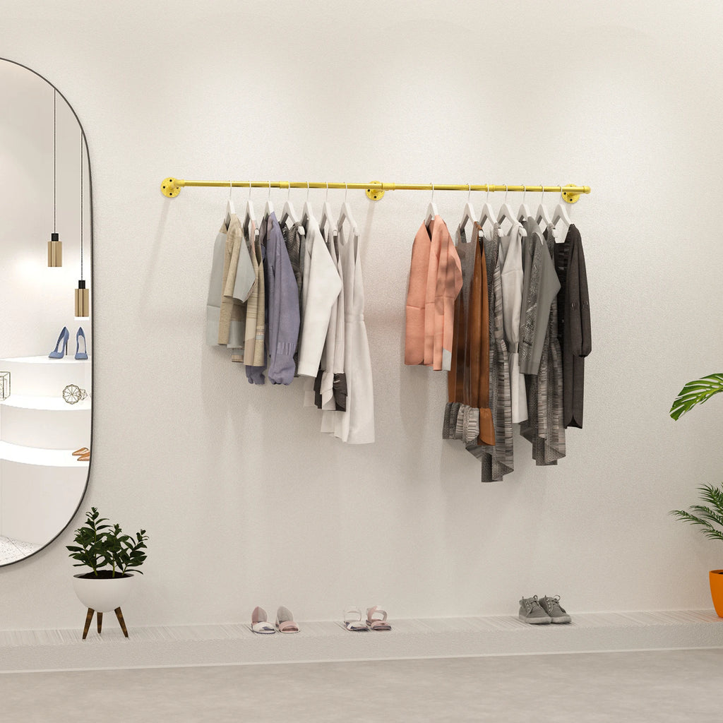 Industrial Pipe Clothes Hanging Rack: - Heavy Duty Multi-Purpose Metal Garment
