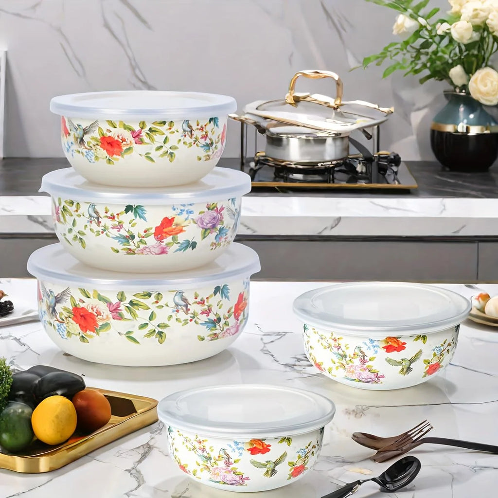 5PCS  Steel Mixing Bowls with Lids,