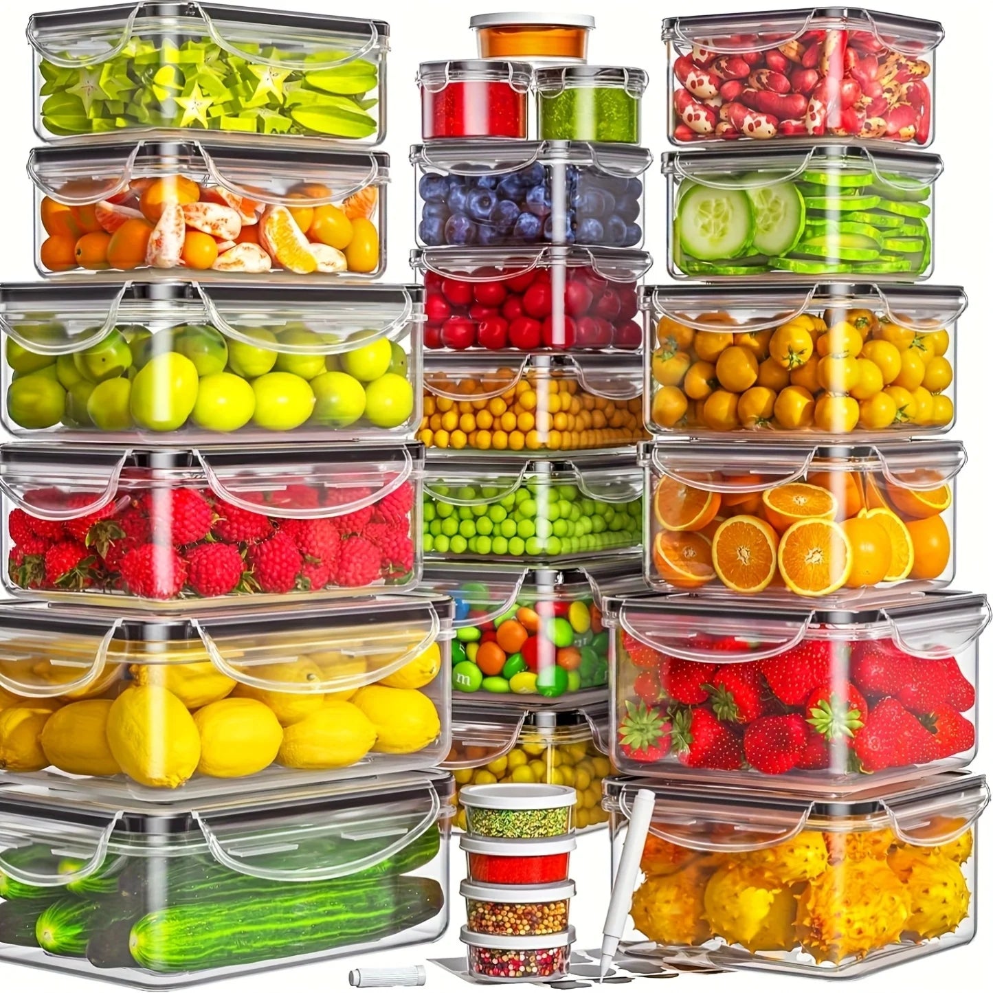 48Pcs  Storage Set - 24 Airtight Containers & Lids with Labels for Pantry,