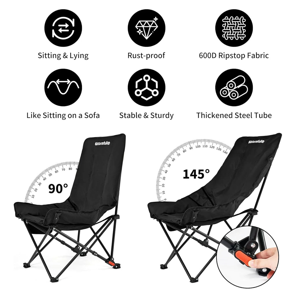 Recliner Outdoor Folding High Back Moon Chair Adjustable 2-Position  Portable