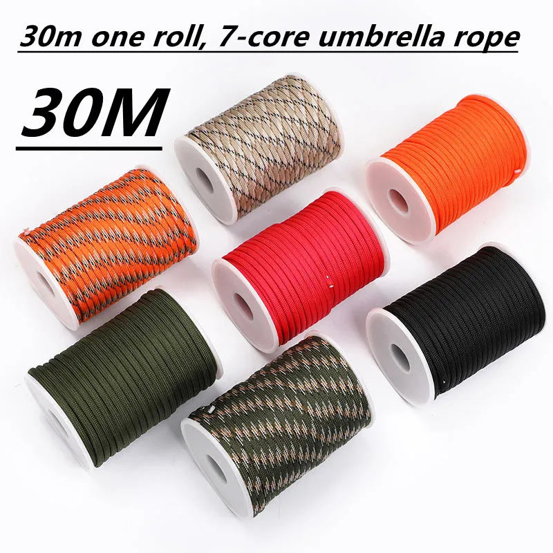 5M/15M/30M 4mm 7-Core 550 Paracord Rope for Camping, Survival & outdoor Use